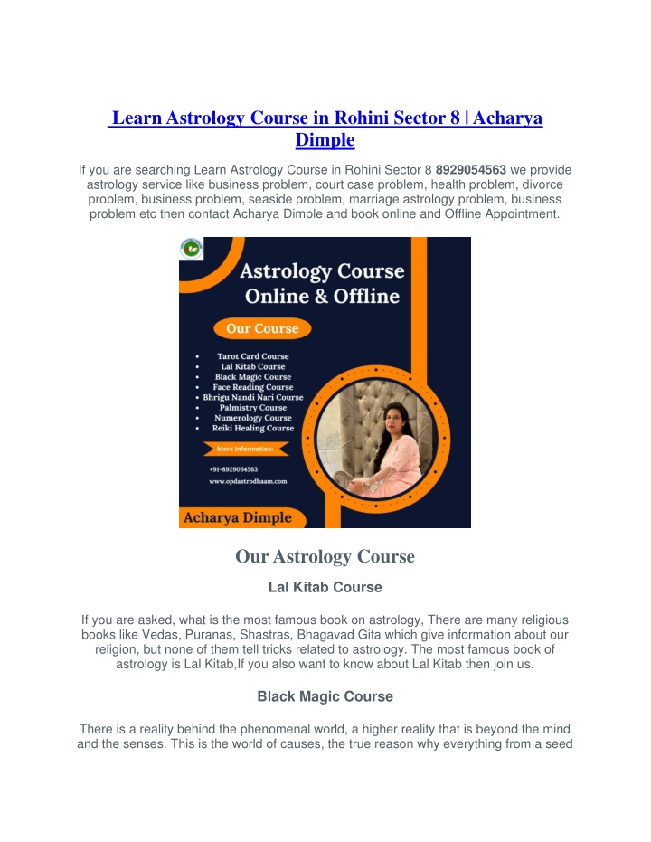 learn astrology course in rohini sector 8 acharya