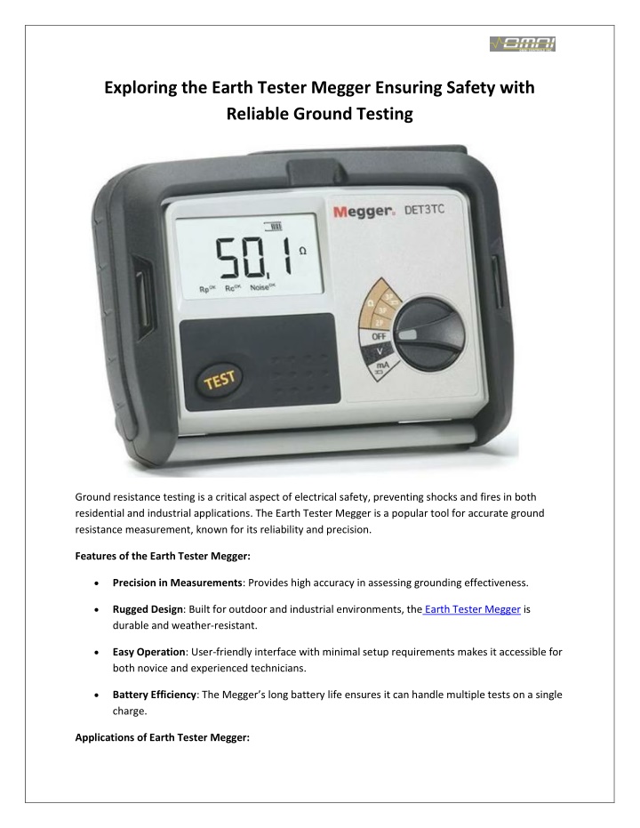 exploring the earth tester megger ensuring safety