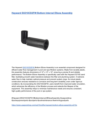 Hayward SX210CD2FW Bottom Internal Elbow Assembly