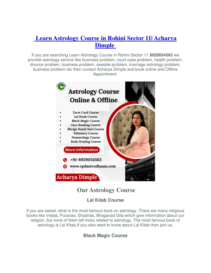 learn astrology course in rohini sector