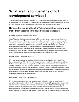 What are the top benefits of IoT development services?