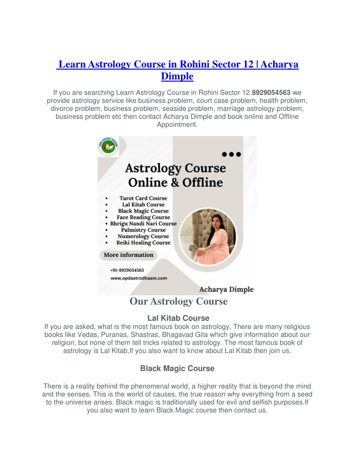 learn astrology course in rohini sector