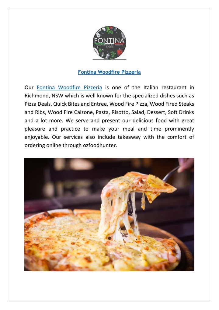 fontina woodfire pizzeria