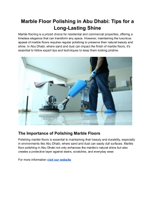 Marble Floor Polishing in Abu Dhabi_ Tips for a Long-Lasting Shine