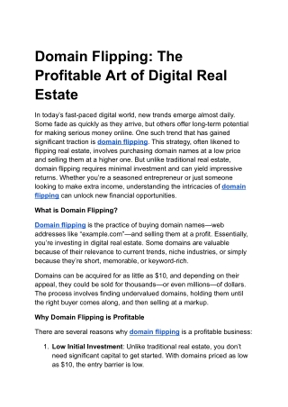 domain flipping the profitable art of digital