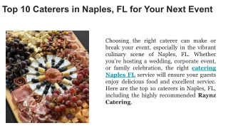 Top 10 Caterers in Naples, FL for Your Next Event