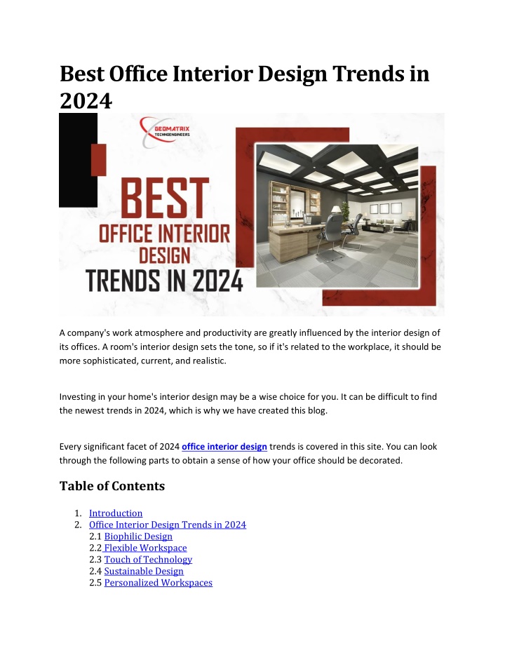 best office interior design trends in 2024