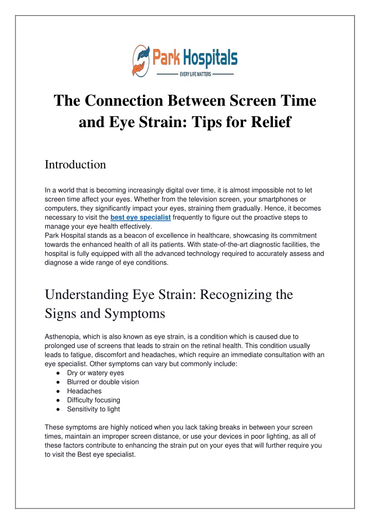 the connection between screen time and eye strain