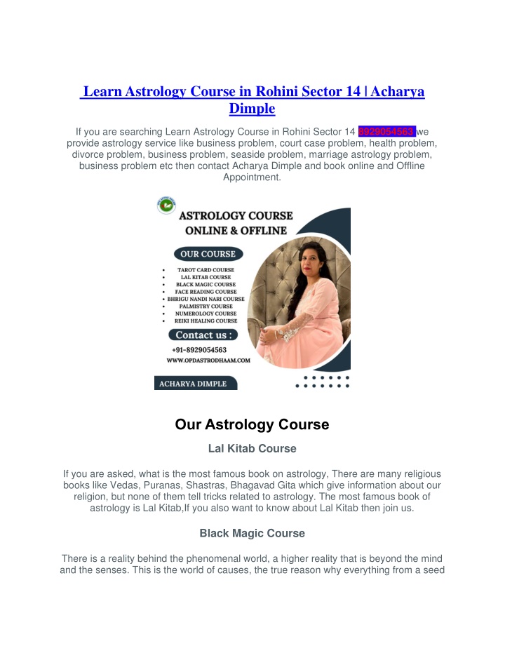 learn astrology course in rohini sector