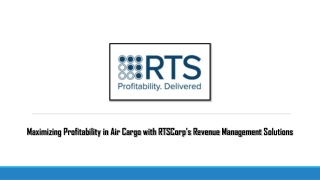 Maximizing Profitability in Air Cargo with RTSCorp's Revenue Management Solutions