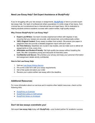 Need Law Essay Help