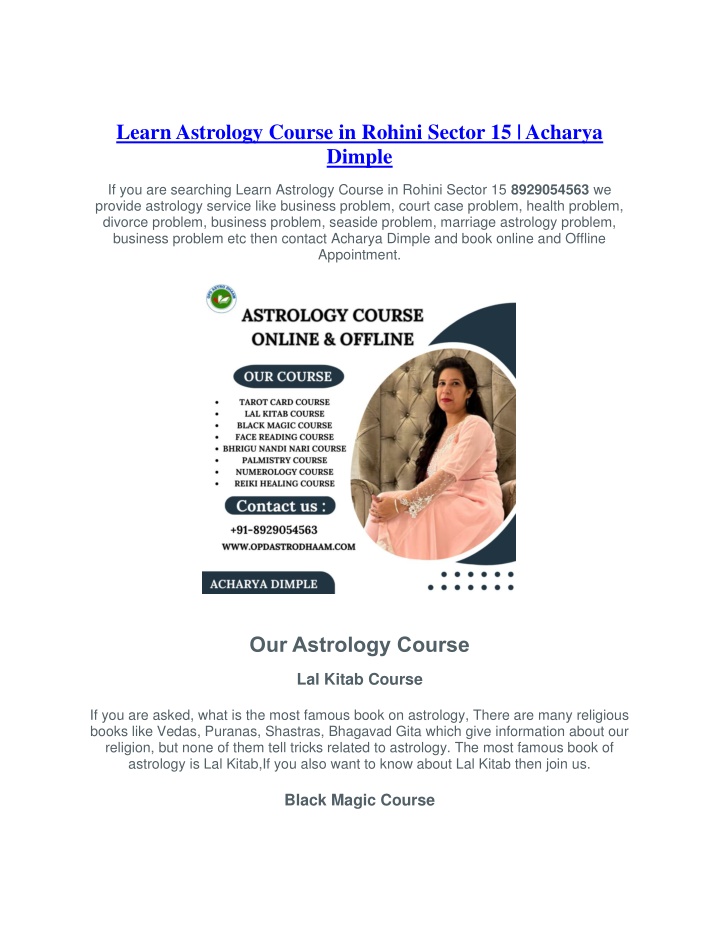 learn astrology course in rohini sector