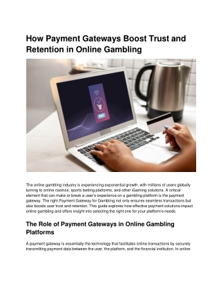 How Payment Gateways Boost Trust and Retention in Online Gambling