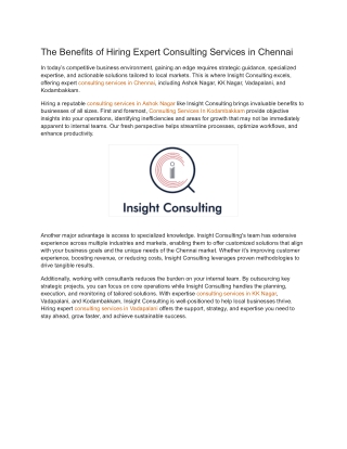 the benefits of hiring expert consulting services