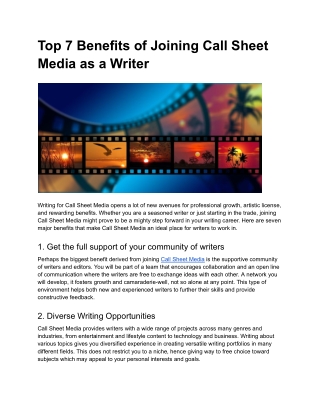 top 7 benefits of joining call sheet media