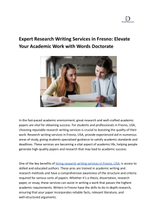 Expert Research Writing Services in Fresno_ Elevate Your Academic Work with Words Doctorate