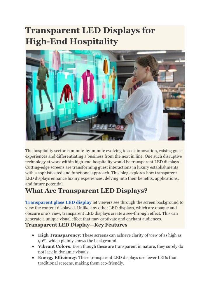 transparent led displays for high end hospitality