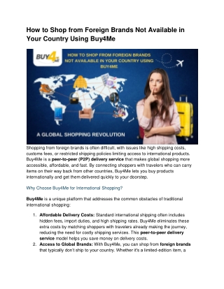 How to Shop from Foreign Brands Not Available in Your Country Using Buy4Me