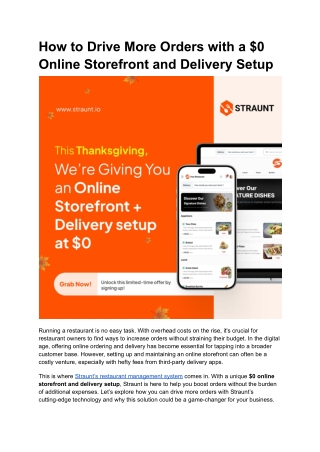 how to drive more orders with a 0 online