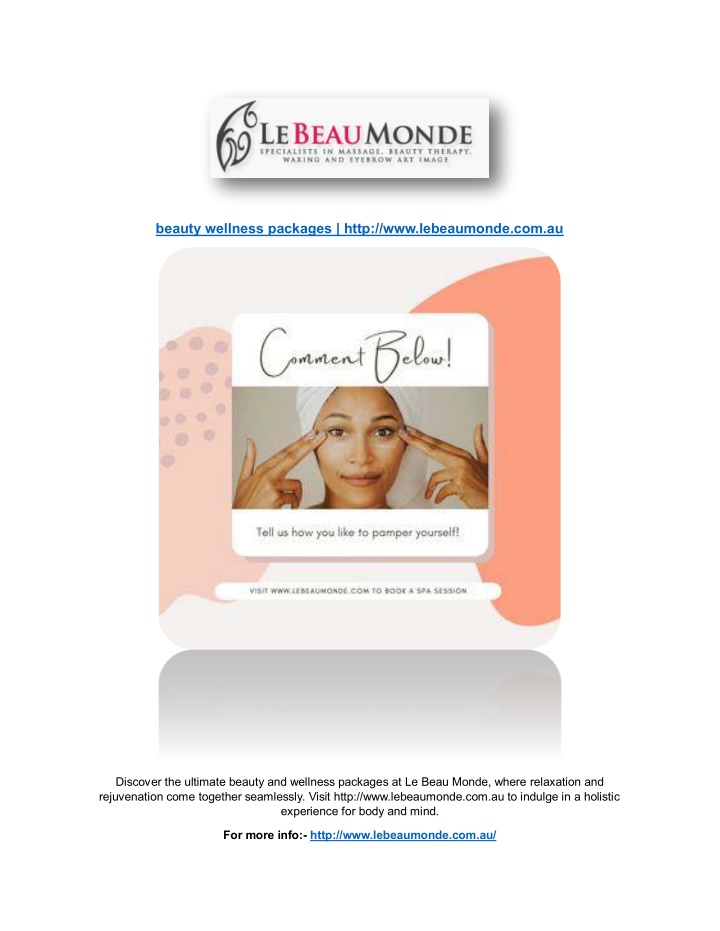 beauty wellness packages http www lebeaumonde