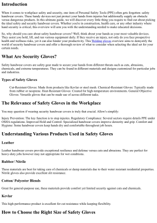 The Ultimate Guide to Choosing the Right Security Gloves