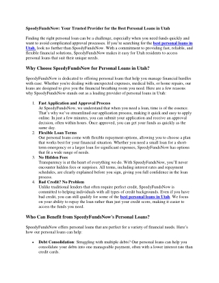 Trusted Provider for the Best Personal Loans in Utah
