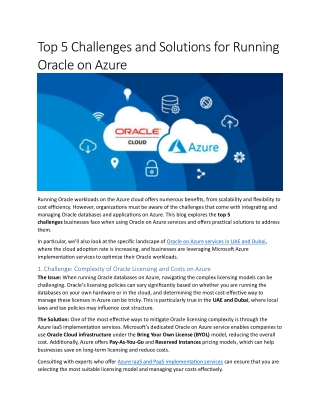 Top 5 Challenges and Solutions for Running Oracle on Azure