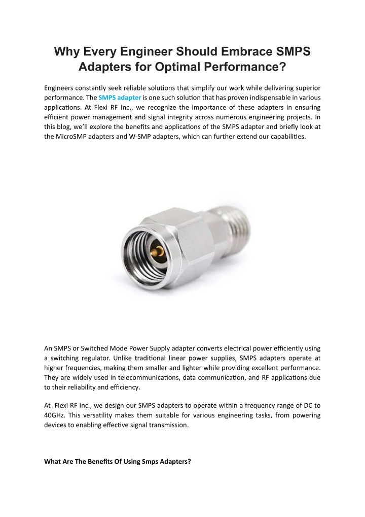 why every engineer should embrace smps adapters