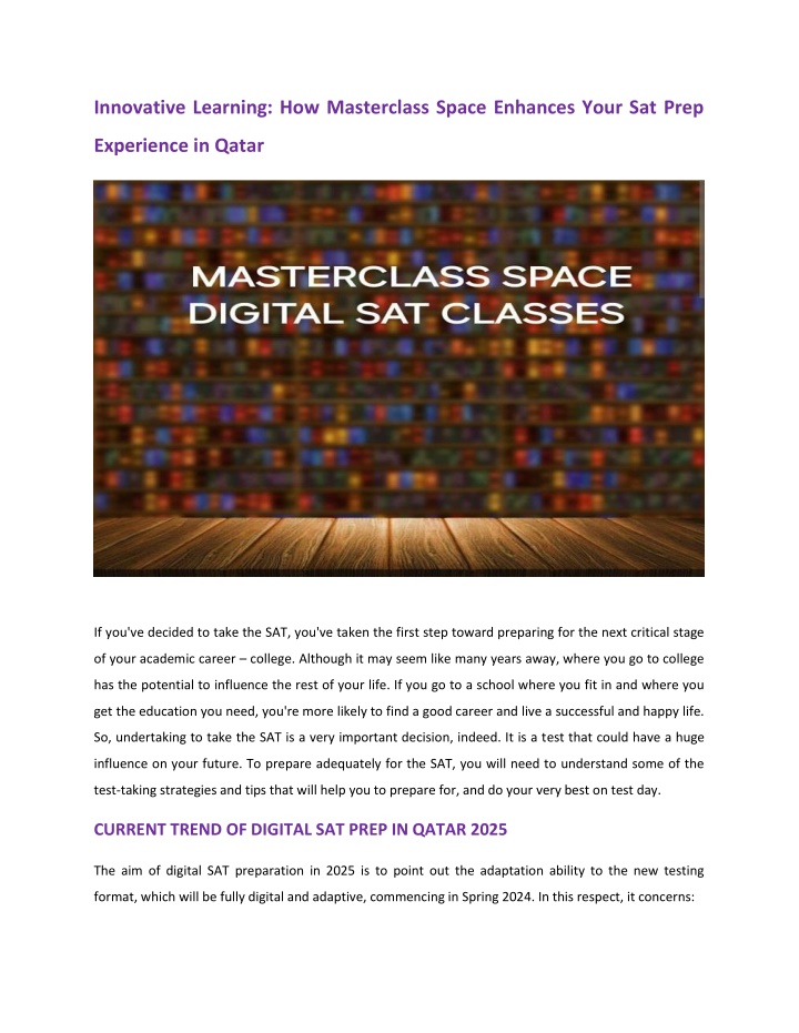 innovative learning how masterclass space