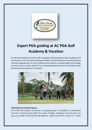 Expert PGA guiding at AC PGA Golf Academy & Vacation