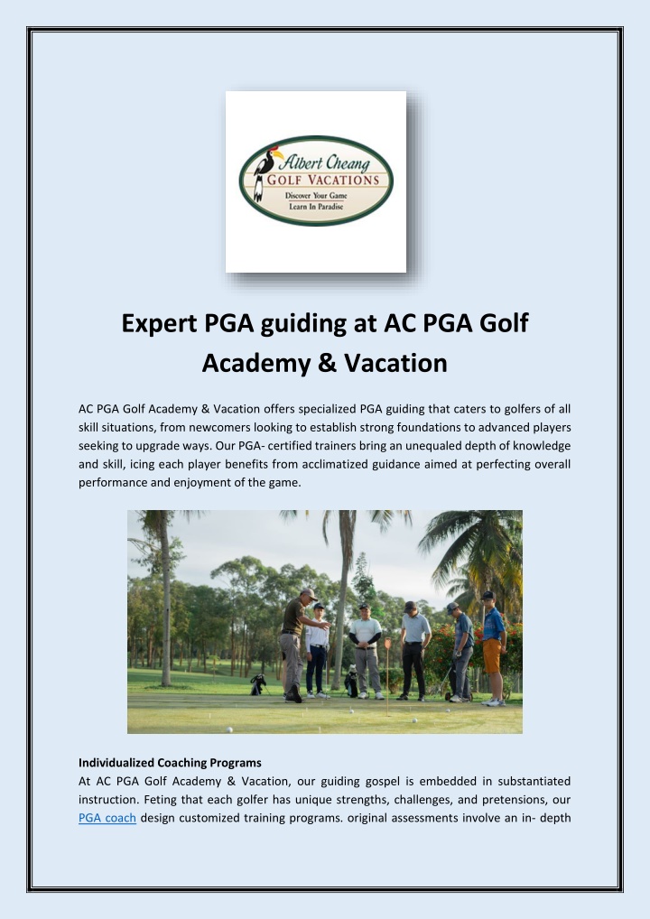 expert pga guiding at ac pga golf academy vacation