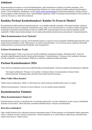 Kunkku Parhaat Kasinobonukset: Kuinka Ne Eroavat Muista?