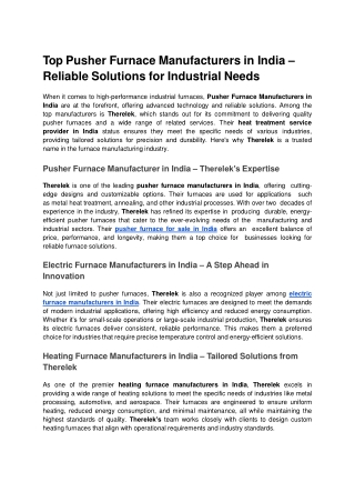 Top Pusher Furnace Manufacturers in India – Reliable Solutions for Industrial Needs.docx