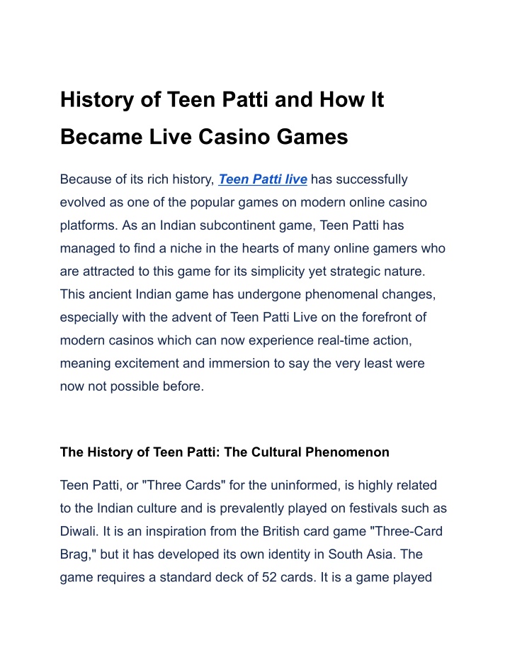 history of teen patti and how it