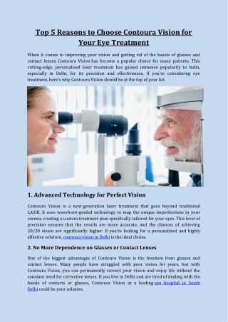 Top 5 Reasons to Choose Contoura Vision for Your Eye Treatment