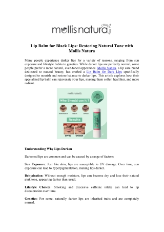 Brighten Black Lips with Lip Balm - mollisnatura