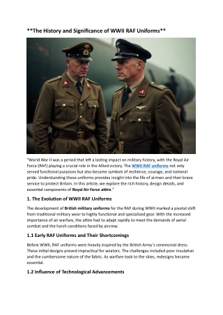 The History and Significance of WWII RAF Uniforms