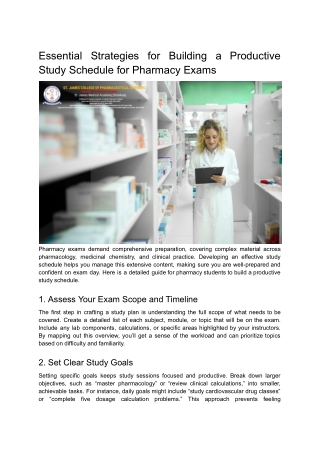 Essential Strategies for Building a Productive Study Schedule for Pharmacy Exams