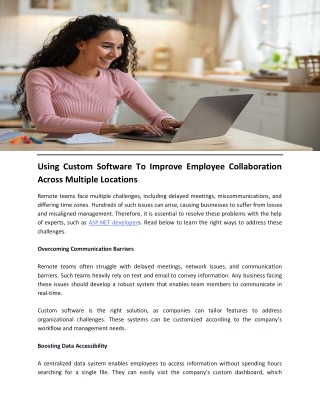 Using Custom Software To Improve Employee Collaboration Across Multiple Location