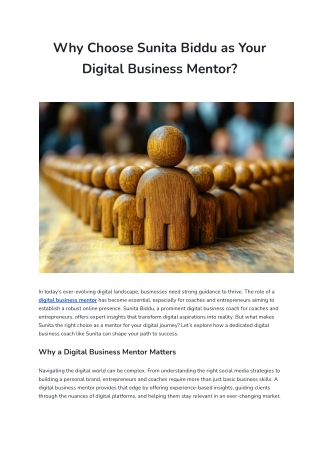 Why Choose Sunita Biddu as Your Digital Business Mentor