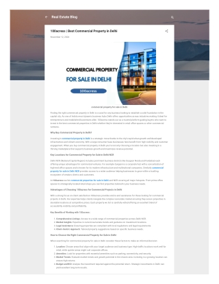 100acress | Best Commercial Property in Delhi