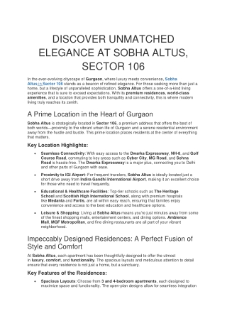 discover unmatched elegance at sobha altus sector