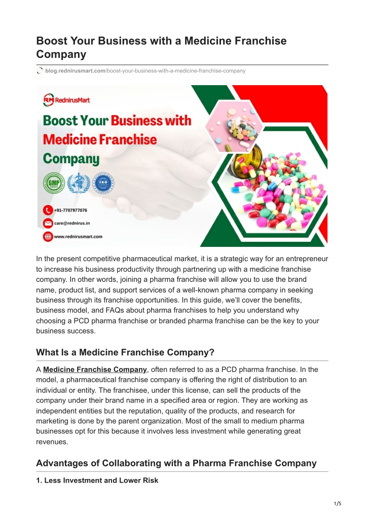 boost your business with a medicine franchise