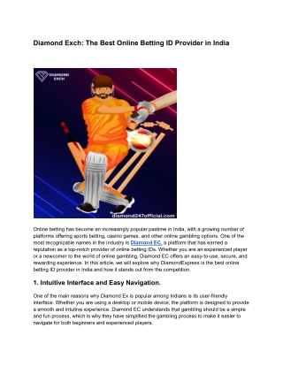 Diamond Exch: The Best Online Betting ID Provider in IndiaUntitled document