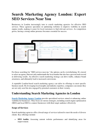 Search Marketing Agency London  Expert SEO Services Near You