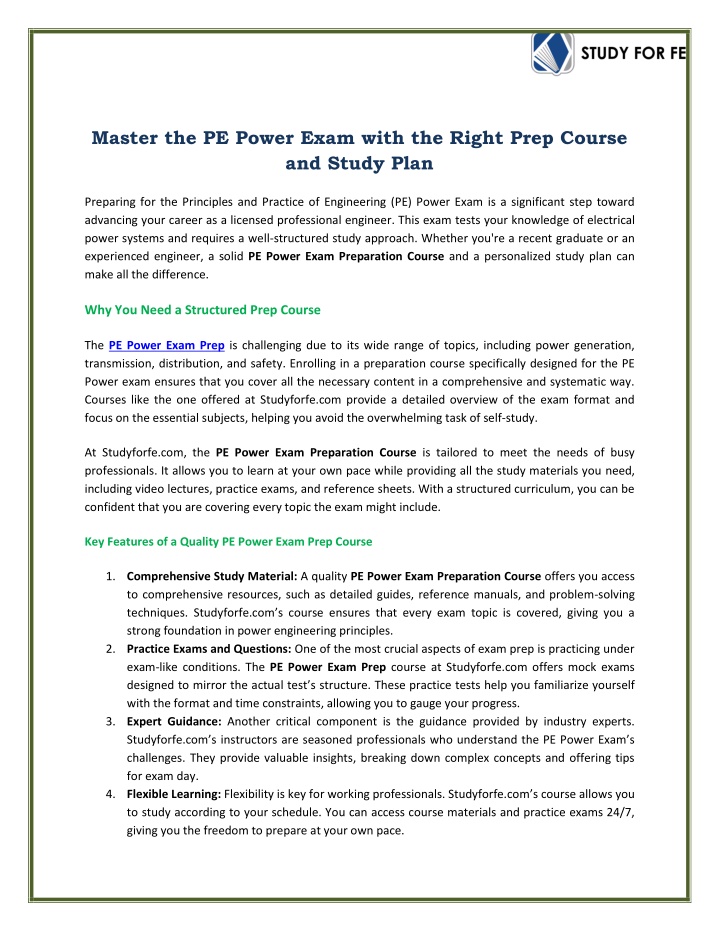 master the pe power exam with the right prep