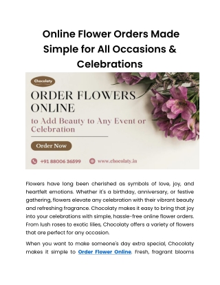 Convenient Flower Orders Online to Celebrate Every Moment