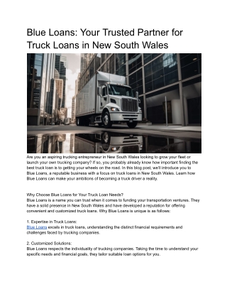 New South Wales Truck Loan