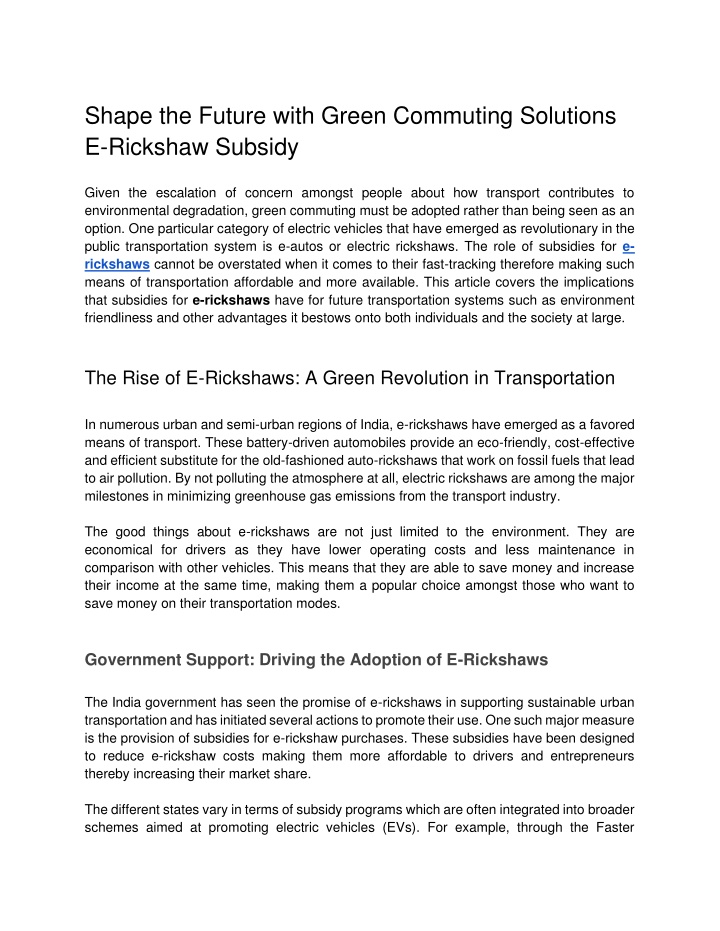 shape the future with green commuting solutions