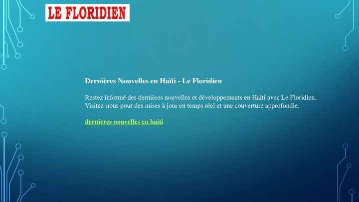 derni res nouvelles en ha ti le floridien